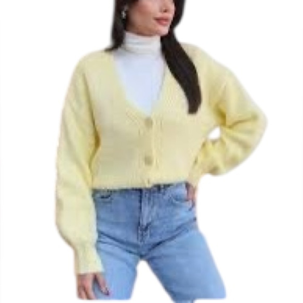 Selected Femme Cropped Button Front Cardigan - Picture 3 of 11
